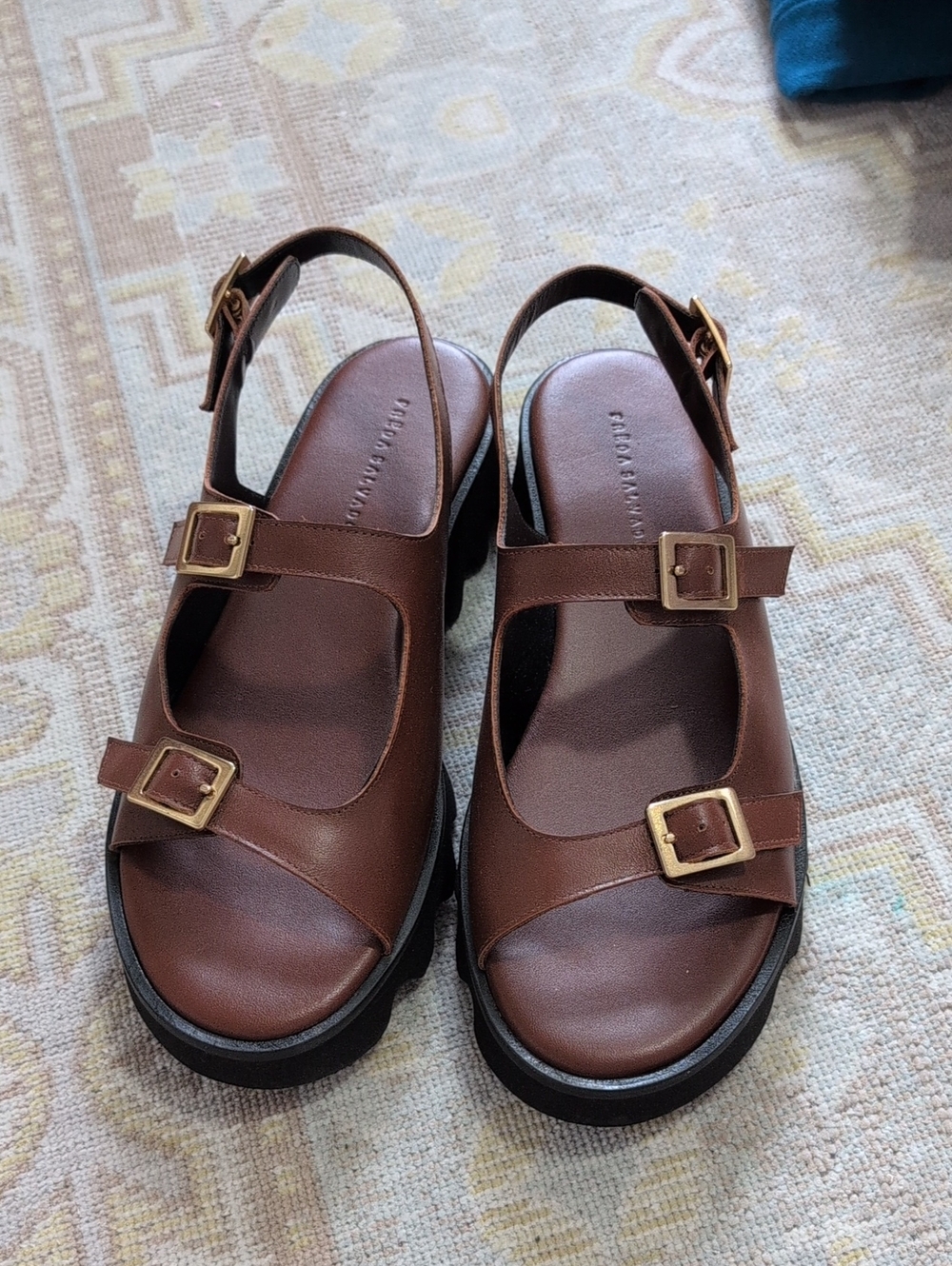 Freda Salvador Mindy Lug Sole Sandals in Chocolate Calf